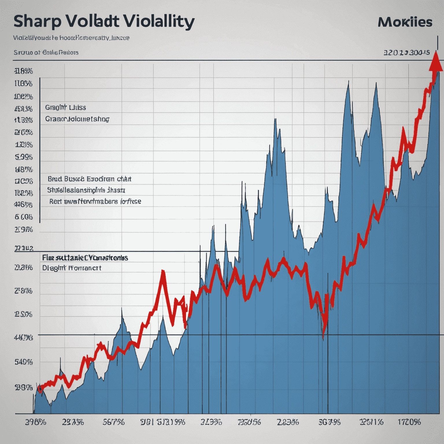 Graph showing market volatility with sharp peaks and troughs, overlaid with financial data and trend lines